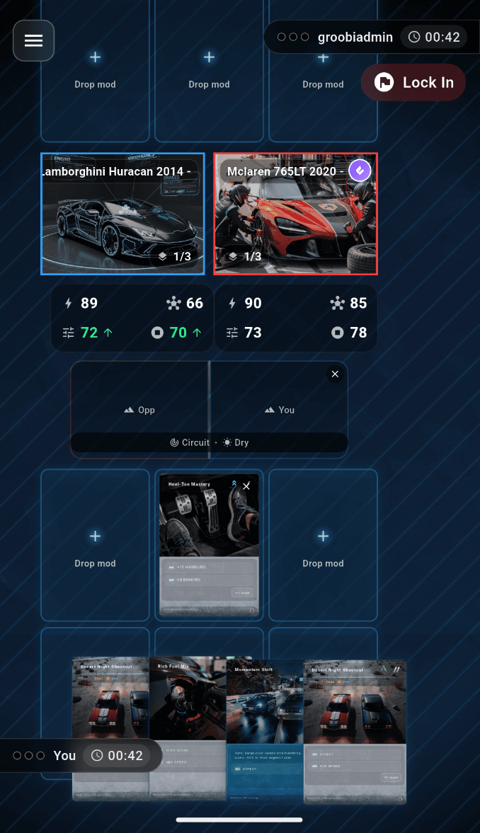 CarSnap turn-based battle board