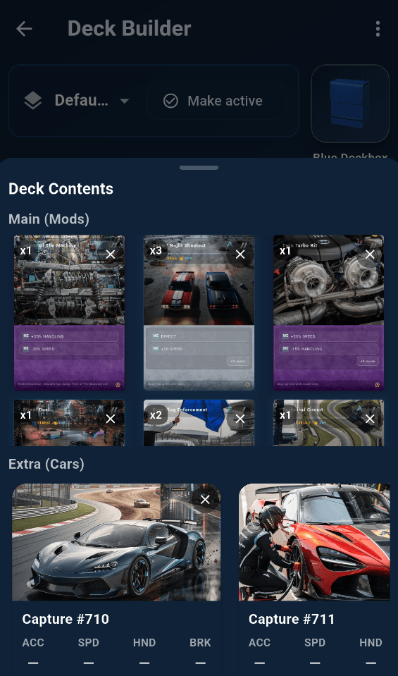 CarSnap deck builder screen