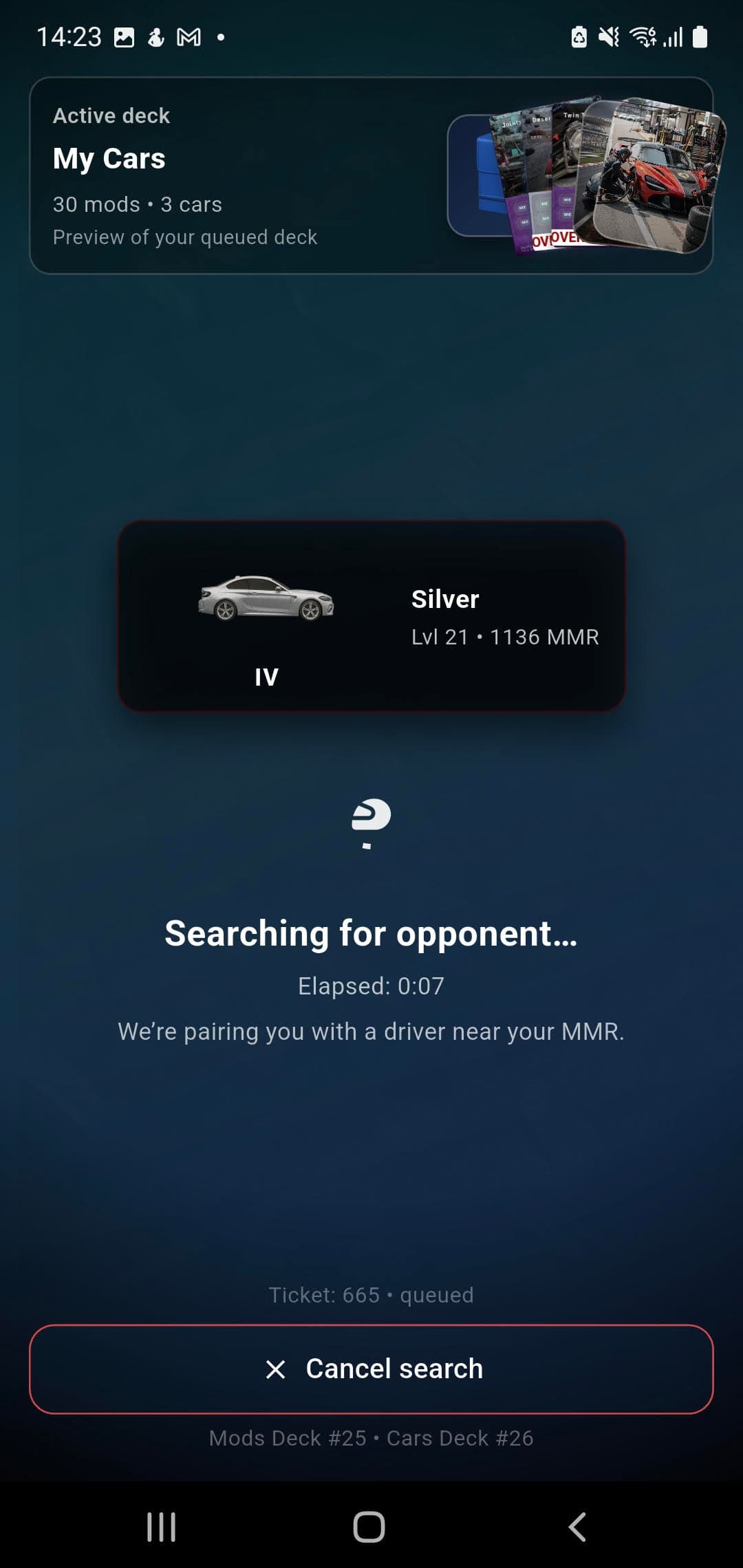 CarSnap matchmaking queue screen