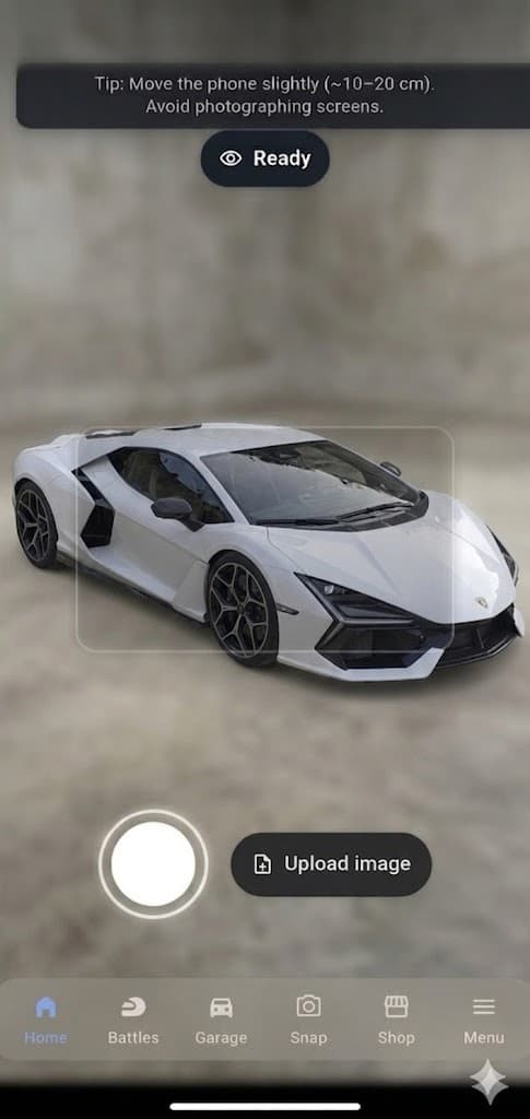 CarSnap AR camera snapping a car