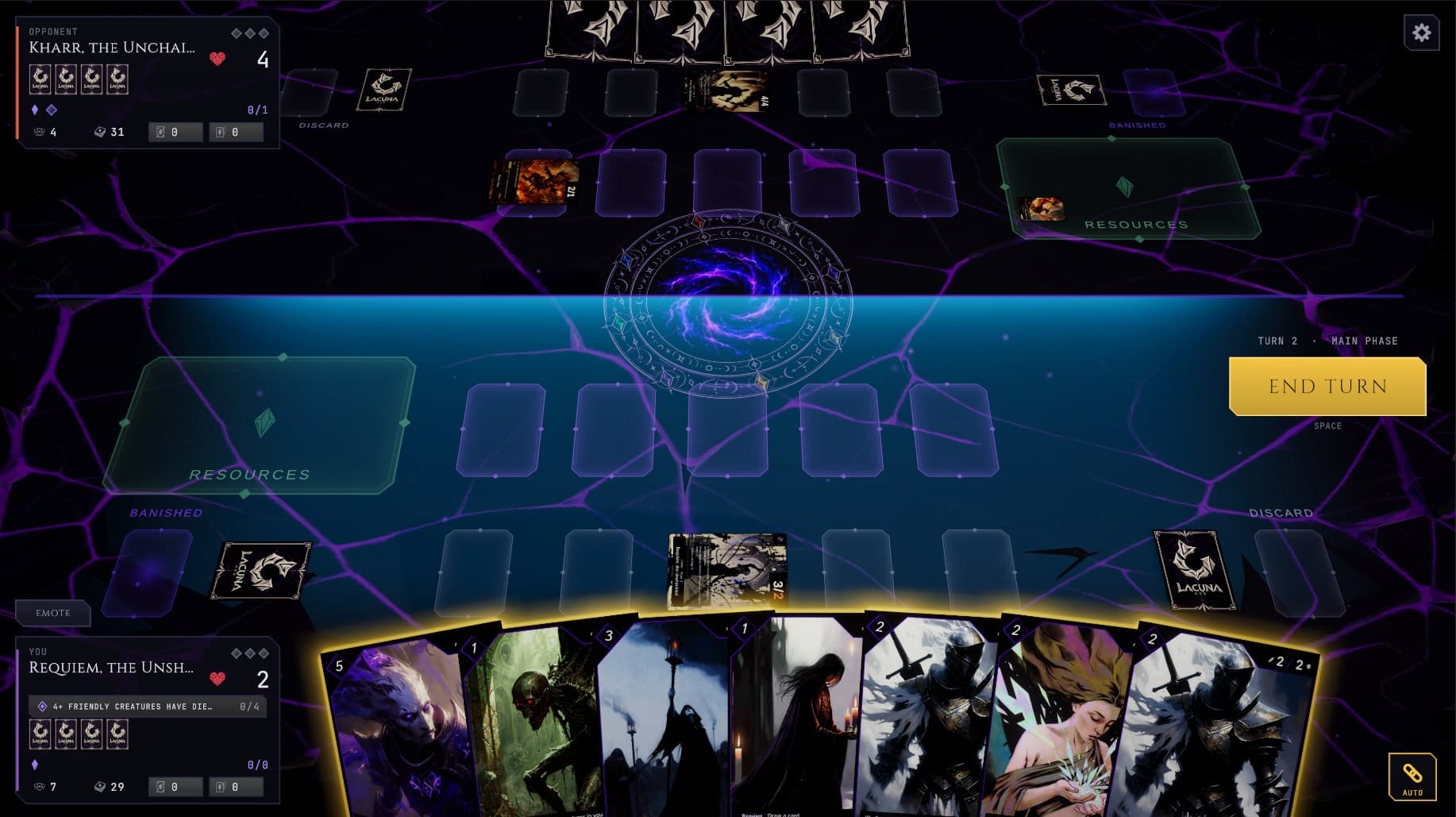Lacuna battle board mid-match
